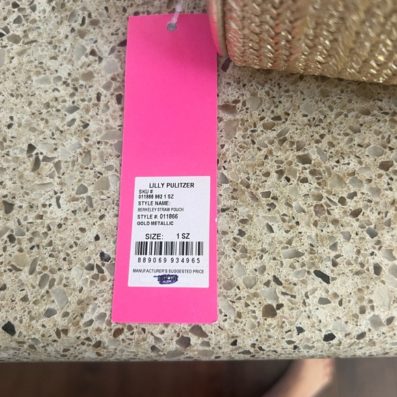 Lilly Pulitzer Gold Metallic Woven Pouch - Picture 2 of 3